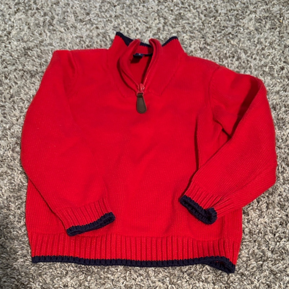 3T red and navy zip up sweater toddler boy